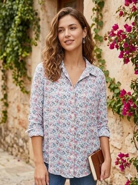 Jane and Delancey Pink and Blue Floral Button-Down Shirt